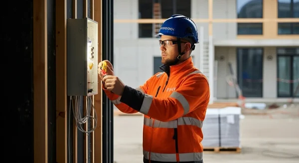 Sähköasentaja tekee tuntityötä Tampereella